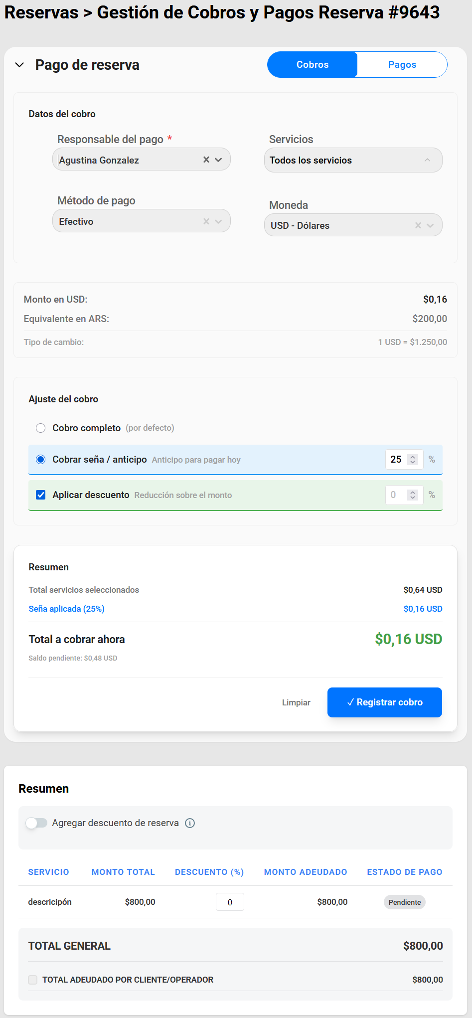 Per-reservation payment management